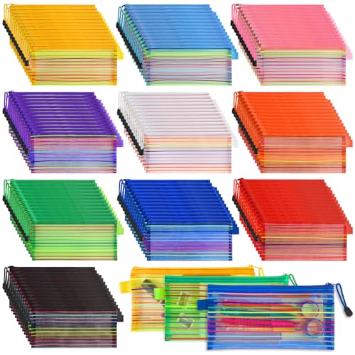 Image of TooyBing 120 Pcs Pencil Pouches Bulk, 10 Color Mesh Zipper Pouch Pencil Case, 9x4.7 inches Small Zipper Bags for Office /School /Home Organization Supplies, Multipurpose Travel Storage Bags