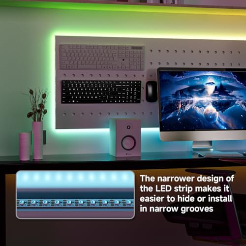 Image of WS2812B RGB LED Strip 3.28ft 5V Individually Addressable 5mm Ultra Thin 2020SMD Dream Color Smart RGB 160LEDs /m 160ICs Flexible Tape Light for Car TV Backlighting (No Power /Controller)