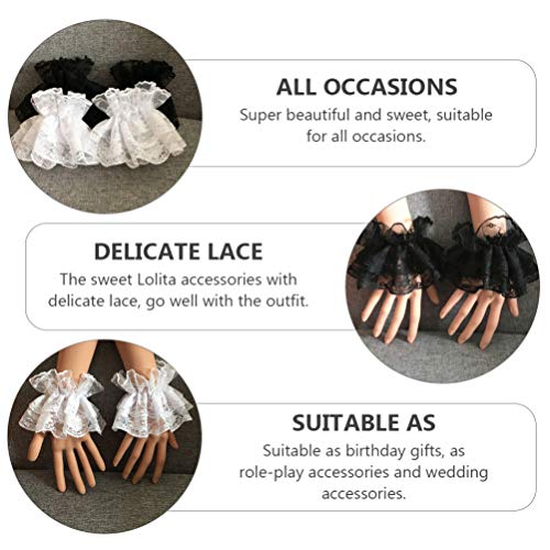 VALICLUD 2 Pares Das Mulheres Sheer Lace Floral Do Vintage Luvas De Pulso Luvas Lolita Lolita Wrist