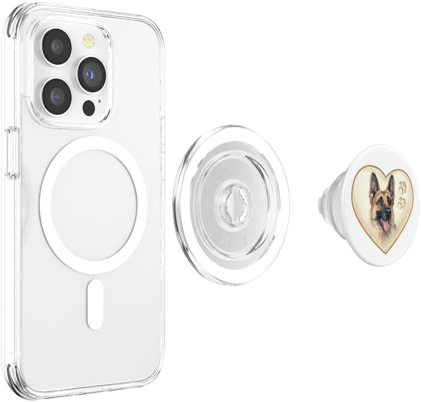 Dog, Pet, German Shepherd, Puppy, Heart, Paws, Pop-Socket PopSockets PopGrip: Swappable Grip for Phones & Tablets PopSockets PopGrip for MagSafe
