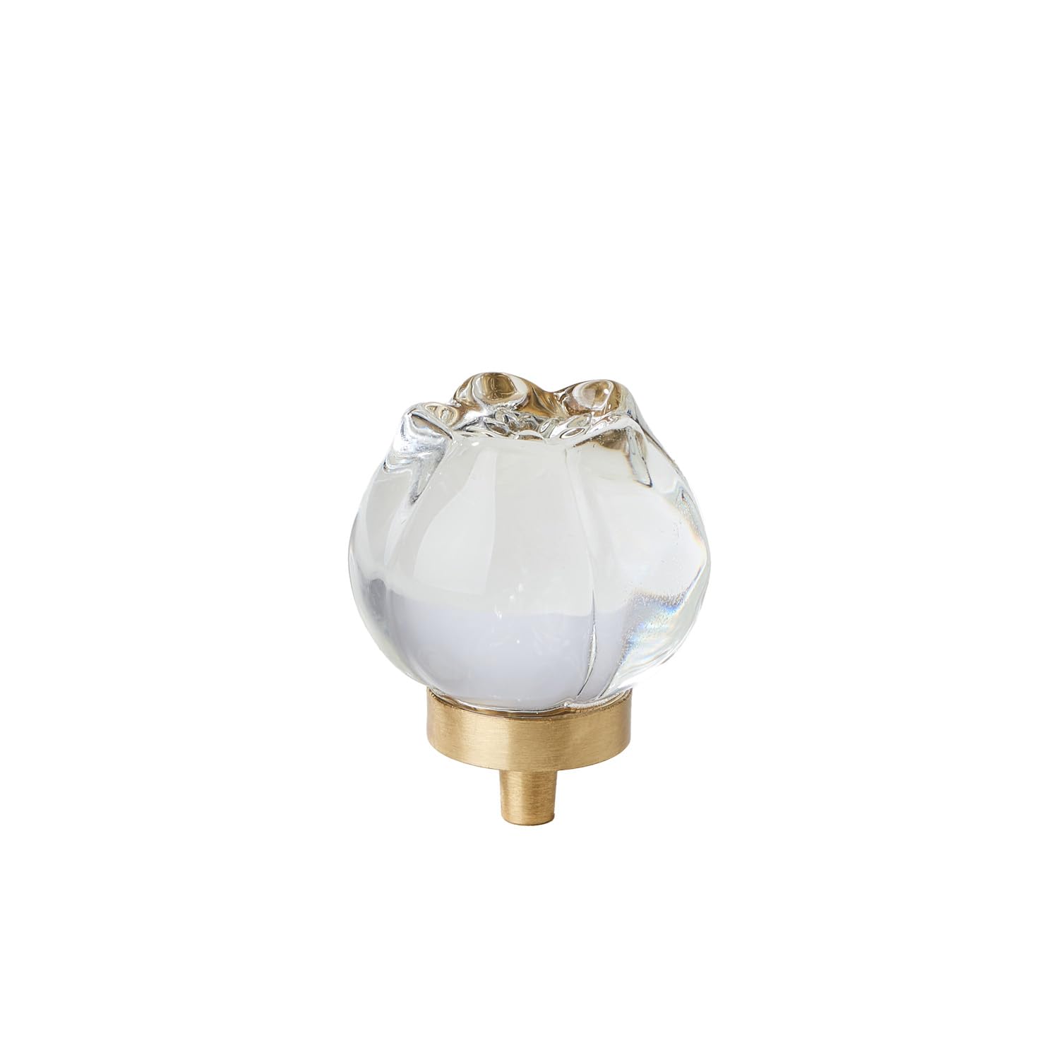 Elegant & Vintage Crystal Brass Floral Cabinet Knob – Single Hole, Artisan Floral Design Hardware; Modern & Timeless, 1.5x1.5in (2)