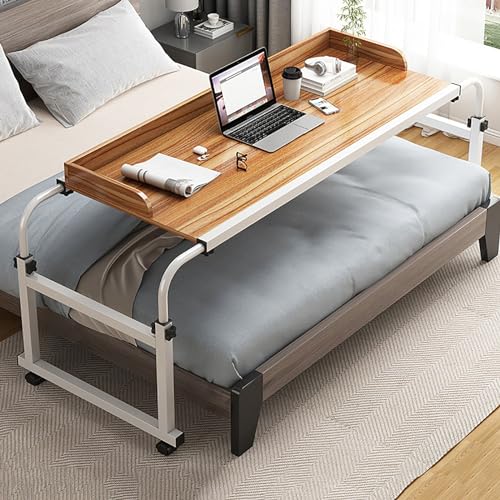 Mesa de cama de hospital ajustable con ruedas giratorias sobre la cama, escritorio para laptop, altura ajustable, perfecta para uso doméstico, reclinable y carrito de silla, ideal para familias de