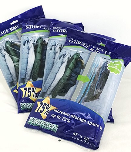 Epetbed 4 PACK Space Saver Hanging type Vacuum Storage Bags Suit Garment Protector