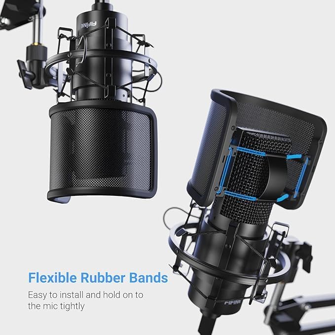 FIFINE Pop Filter Screen, Compact Microphone Pop Shield Windscreen with Metal Mesh for Recording Studio, YouTube Videos, Streaming, Podcast (Black) - Image 3