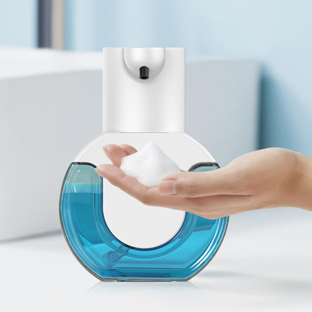 Dispenser Sapone Automatico Capacità 430ml da Parete da Tavolo Sensore a Infrarossi Materiale Abs Resistente, Design Semplice e Portatile per Uso Domestico