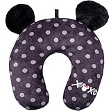 Disney Minnie Mouse Travel Pillow Polka Dot XOXO Portable Neck Pillow, Black and White