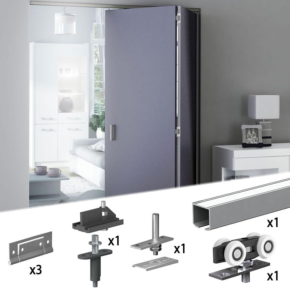 Bifold Door Hardware Kit - 47-inch Track for 2 Folding Panels Up to 90lbs - SLID'UP 150