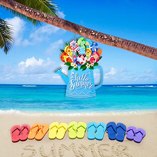 Summer Decorations For Home Summer Wreaths For Front Door Hello Summer Home Sign Summer Door Wreaths Sign For Home Summer Hanging Home Sign (Beach Slippers) #TOP4