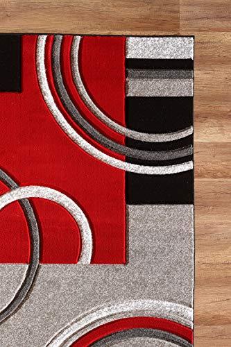 GLORY RUGS Area Rug Modern 2x7 Red Soft Hand Carved Contemporary Floor Carpet with Premium Fluffy Texture for Indoor Living Dining Room and Bedroom Area