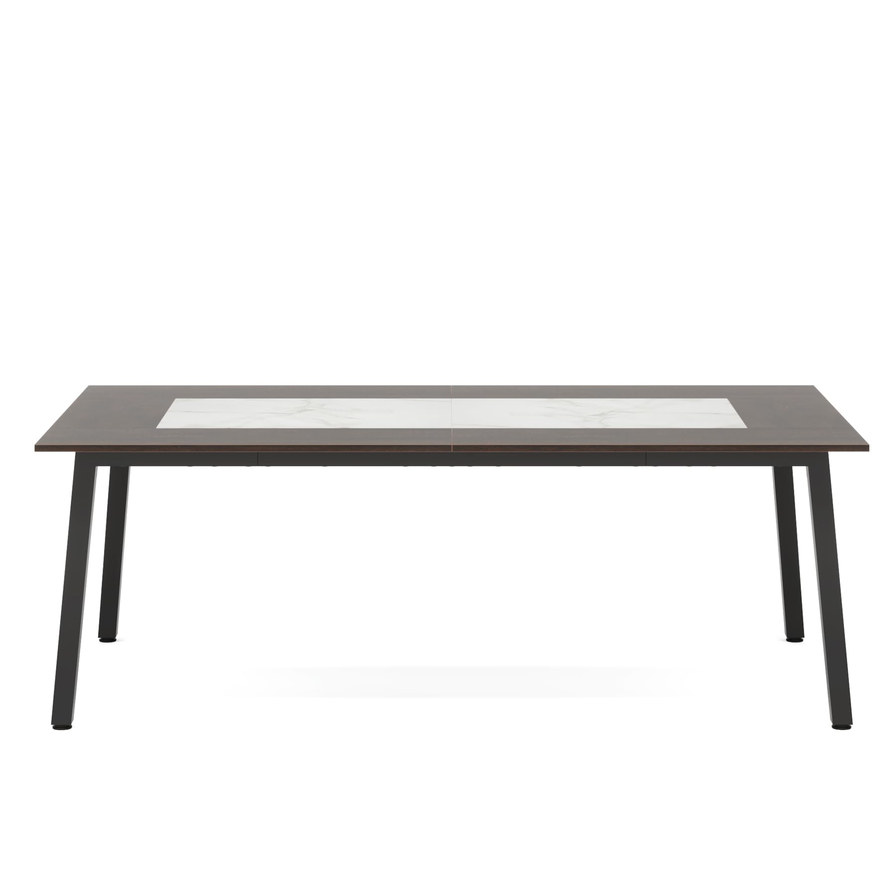 Tribesigns Large Conference Table Grande Tavolo da conferenze, Legno Ingegneria Metallo, Acero caffè + Calacatta Bianco + Nero, L