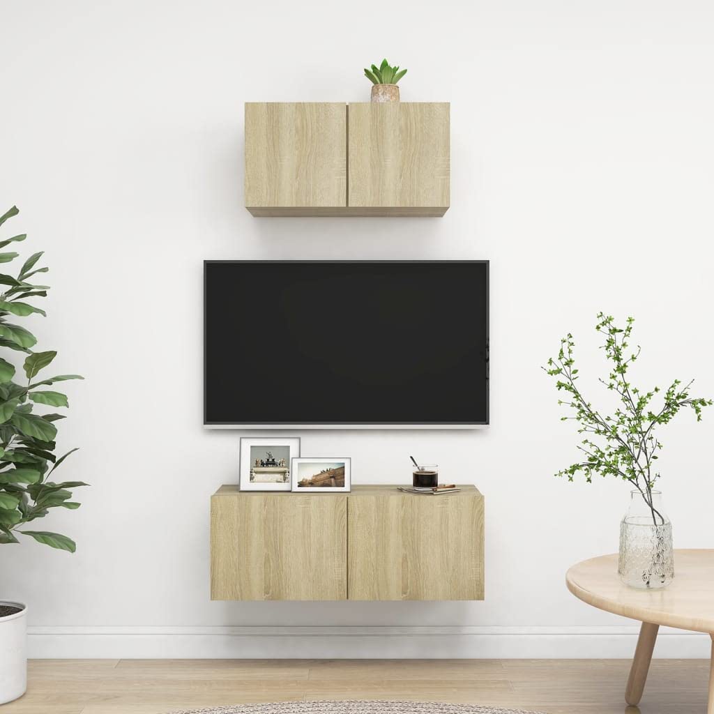 mobile tv,mobile tv soggiorno,mobile porta tv,Set Porta TV 2 pz Rovere Sonoma in Truciolatomobile soggiorno,mobile per tv,mobiletto tv,