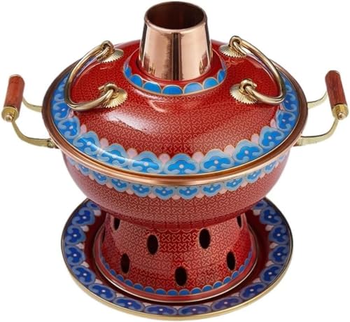 Olla caliente de cobre cloisonné estilo chino 27x23 cm miniatura 1