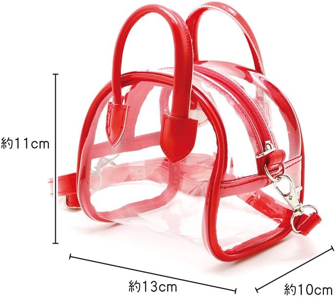 CONC CO447 Boston Shaped Clear Sewn Pouch, Red