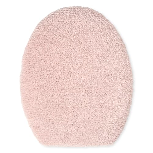 TOWN & COUNTRY EVERYDAY Ultra Plush Solid Tufted Toilet Lid Cover Soft and Absorbent Non-Slip Cover Machine Washable Blush 18x19