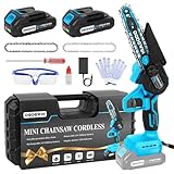DODOWIN Mini Chainsaw Cordless 6 Inch, Electric Saw with 2 2000mAh Batteries & Chains, 550W Motor Chain Saw, Garden Tool for Branch Cutting, Gifts for Men Dad Him Stocking Stuffers Christmas