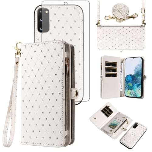 Coque Samsung S20 5G zippée Asuwish : étui avec fentes cartes et verre trempé