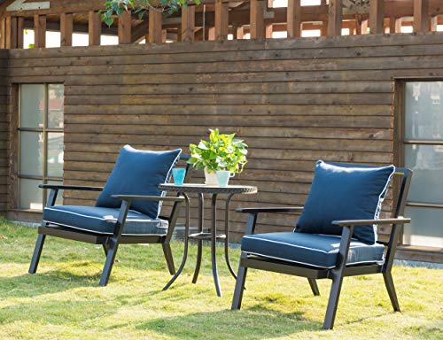 Image of QILLOWAY Outdoor /Indoor Furniture Cushions Set,Replacement Deep Seat Cushion for All Weather Patio Chair Furniture (Navy Blue)