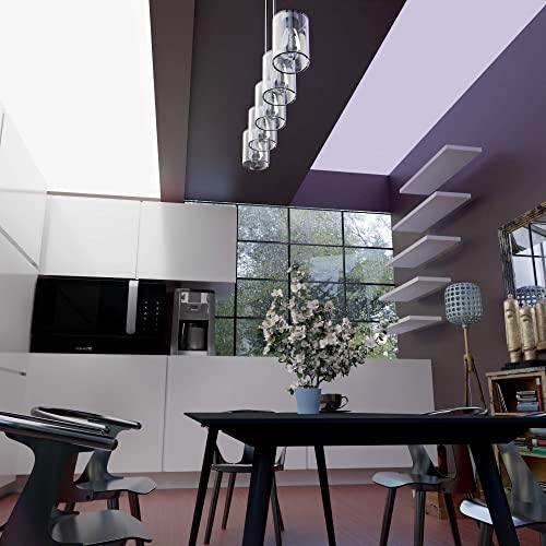 TURBO SII (Bulb Included 5-Light Kitchen Island Light, 42" Farmhouse Linear Lighting Chandelier Bulbs Included for Dining Room Pool Table Pendant Light, Oil Rubbed Bronze with Clear Seeded Glass - Image 3