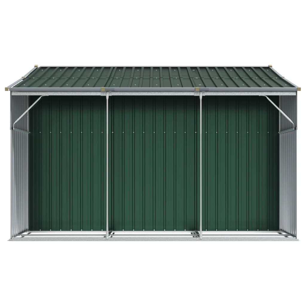 Gerätehaus 277x279x179 cm Gartenhaus aus verzinktem Stahl für Werkzeuge und Brennholz, Metall-Gartenschuppen mit Belüftungsöffnungen, Grün