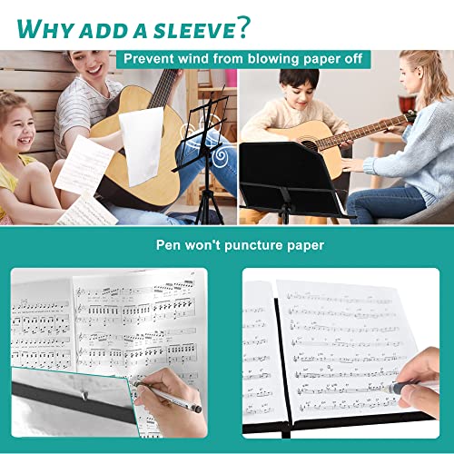 Vekkia Metal Folding Sheet Music Stand - Portable Lightweight Music Stand For Sheet Music With Carrying Bag&Deluxe Fabric Tray Sleeve,Adjustable Music Holder,Black #TOP3