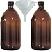 Produktbild 2 x braune Medizinflasche 1000 ml Apothekerflasche, Laborflasche made in Germany, BPA frei inkl. Trichter