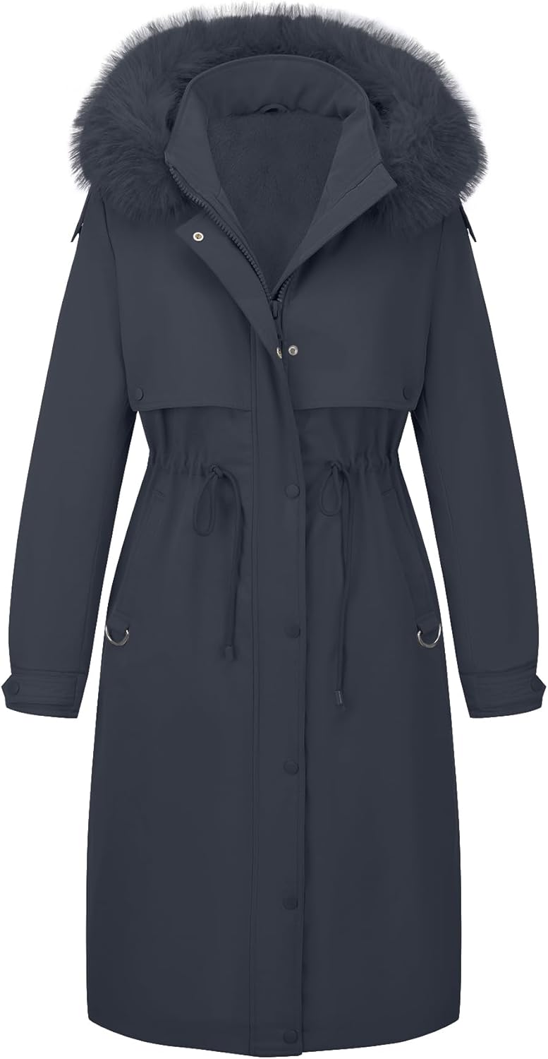 Bellivera Women's Plus Size Parka Jacket Long Winter Warm Hooded Zipper Coat