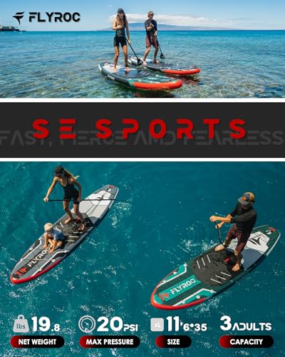 Image of 11'6x35'' Extra Wide Inflatable Paddle Board, 450lb Capacity Stand Up Paddle Board for Adults (x3), Stable Inflatable SUP, All Skill Levels, 3 Handles, 100L Backpack, 3PCS Paddle, 5L Dry Bag