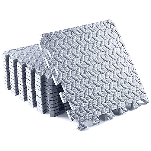 Alfombrilla de espuma entrelazada para ejercicio, 32 piezas de azulejos protectores de gimnasio para entrenamiento en casa y equipo de fitness, blanco, 30 x 30 x 1,2 cm, duradero y antideslizante