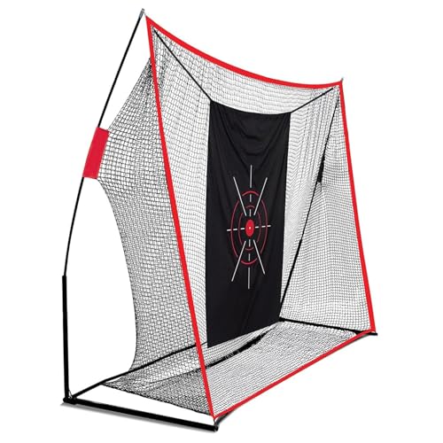 PENSUN Golf Practice Hitting Net - 10x7ft Heavy Duty Golf Net with Mat, Target Cloth, 8 Tees, 10 Balls, Carry Bag for Backyard Driving, Indoor & Outdoor Training