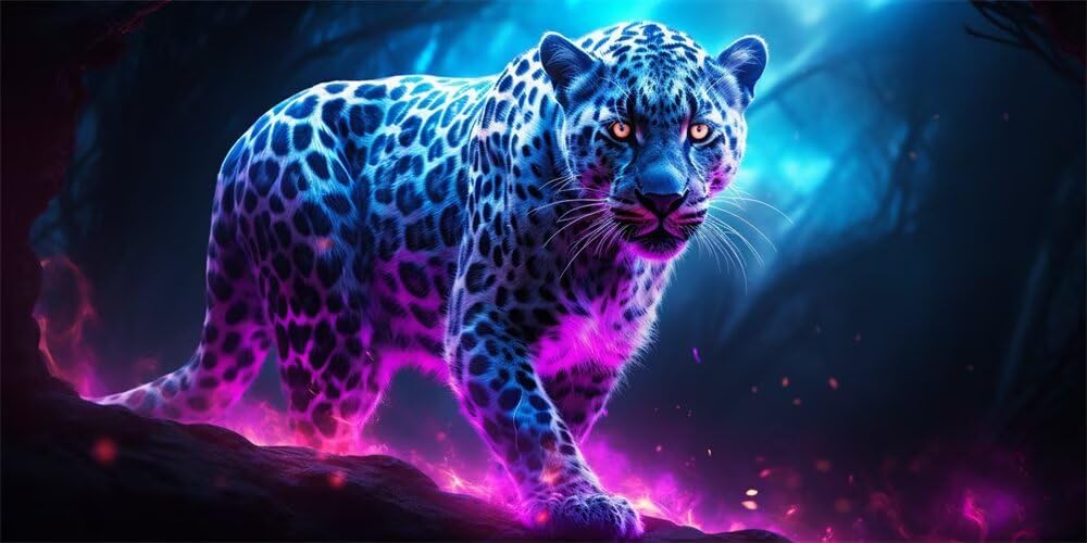 Diamond Painting Kits for Adults Large, 5D DIY Leopard Diamond Art Kits Adults Large Dimond Art Animals Crystal Cross Stitch Rhinestone Embroidery Kit Gem Arts Crafts 70x40cm/27.6x15.7 Inch (WL501)