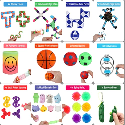 63 Pcs Fidget Toy Packs, Sensory Fidget Toys Set For Autism Kids And Adults Stress Relieve Pop Stress Ball It Gift Party Favor Stocking Stuffers Easter Filler Gift Class Prize Boys And Girls Ages 3-12 #TOP2