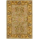 Safavieh Heritage Collection HG924A Handcrafted Traditional Oriental Green and Gold Wool Area Rug (2' x 3')