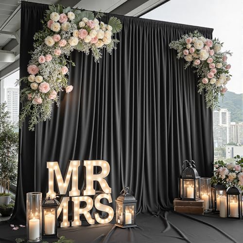 10x15 FT Black Backdrop Curtain for Parties Wrinkle Free Photo Backdrop Curtains Polyester Wedding Back Drop Cloth Drapery for Birthday Photography Portraits Pet Photoshoot Prom Decoration