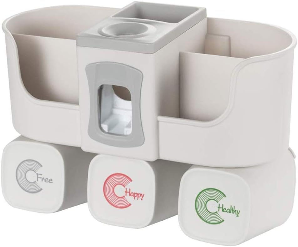Toothbrush Rack-Automatic Toothpaste Dispenser and Set, Squeezer(3 Cups)