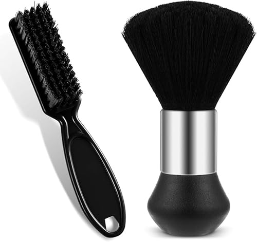 Black Barber Brush Neck Duster, 2Pcs Hair Cutting Brush Soft Barber Trimmer Clipper Cleaner Hairbrush, Soft Hair Cutting Brushs for Loose Hair Removal