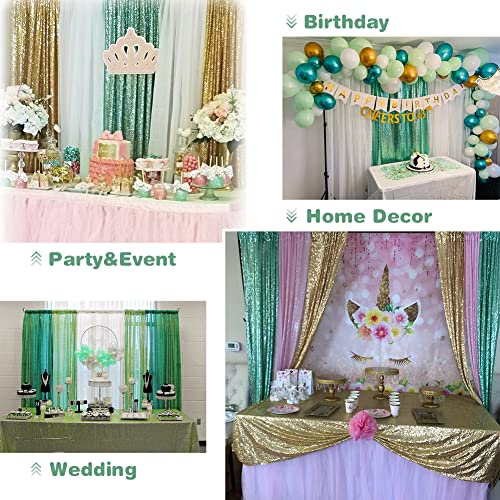 Eternal Beauty Mint Green Sequin Backdrop, 6x6 Ft Glitter Background Curtains for Shimmer Photography Party Wedding Birthday Back Drop Decor — view 6