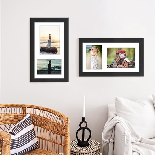 Image of DUENPY 8x14 Picture Frame Collage Display 4x6 and 5x7 Photos for Available Horizontal Wall Mounting Display and Vertical Black