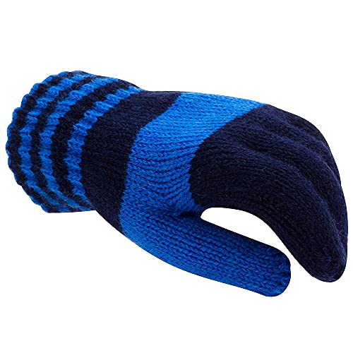 Luva Infantil Quente A Prova De Frio Listrados Cashmere Artificial (Azul)
