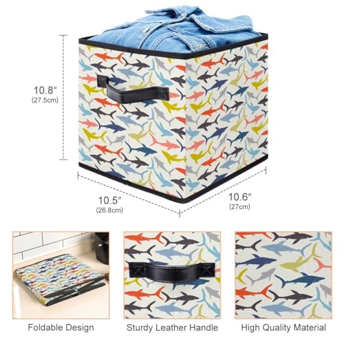 Panier de rangement pliable cube tissu requins pour linge et dressing