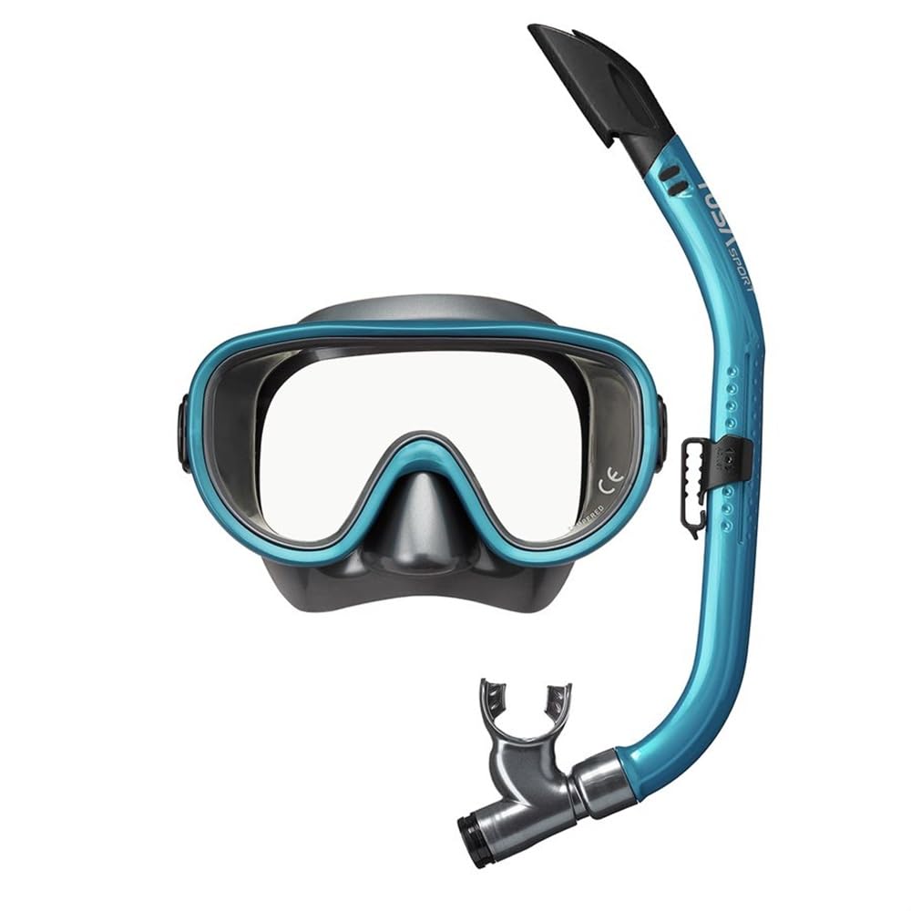 TUSA Sport UC-0110 Elite Adult Single-Window Mask & Snorkel Set, Gun Metal/Ocean Green