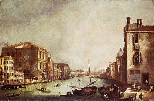Pintura sobre lienzo clásica: decoración de salón con cuadro abstracta Canaletto 60x90cm