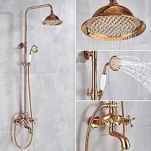 Colonne de douche dorée anti-calcaire pour remplacer un vieux robinet de baignoire