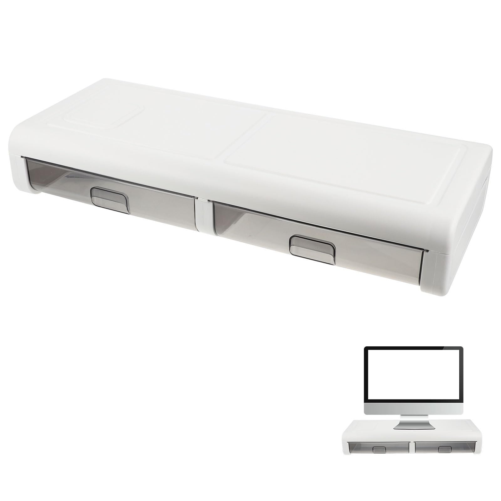 TEHAUX Soporte para Monitor de Plástico con Cajón y Resistencia Abrasión, Elevador para Pantalla de Ordenador Adecuado Hogar y Oficina
