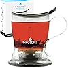 Grosche aberdeen tea infuser teapot smart tea maker bpa free drip free design coaster easy brew easy clean steeper loose leaf brewing stylish design 177 oz 525 ml black  urban country home decor