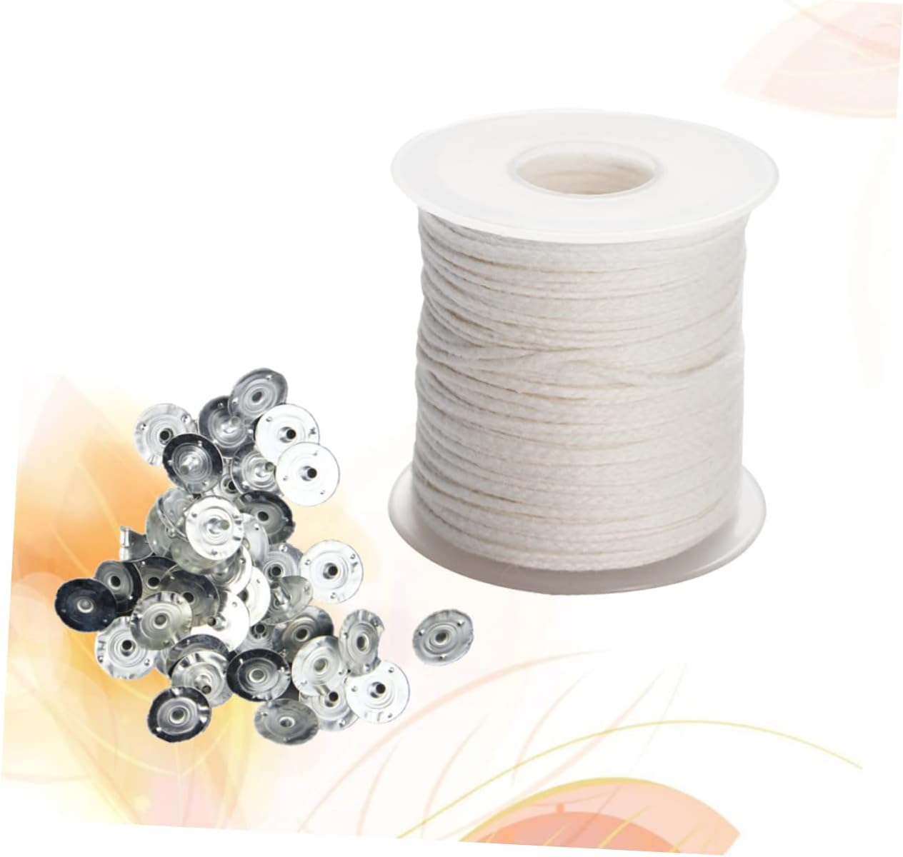 Tofficu 2rolls Pre Waxed Wicks DIY Candle Making Kit Candle Wick Tabs No Smoking Centering Device Included