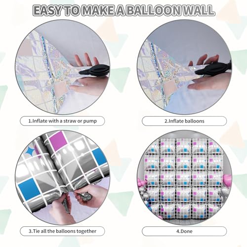 Image of Disco Double Sided Square Foil Balloons Wall,19 Inches Pink Metallic Foil Balloons Tunnel Arch Kit for Girls Bachelorette,Wedding,Anniversary,Birthday Party Background Decoration