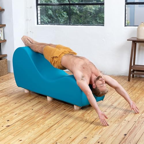 Image of Faux Leather Yoga Stretch Chair Couch - Play, Relax & More | Love Seat for Couples, Fun, & Flexibility! (Faux Leather - Turquoise)