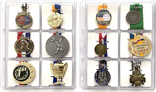 Image of Medal Display Organizer Storage Binder Pages Standard Size Award Medals up to 3.75 inchx 3.25 inchx 0.25 inch - 2 Pack for 12 Medals
