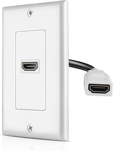 TNP Placa de pared HDMI  Doble (1 puerto) HDMI Socket Plug Jack Outlet Decorativo Placa Cara Panel de Montaje con 4K UHD ARC Ethernet Pass-Thru