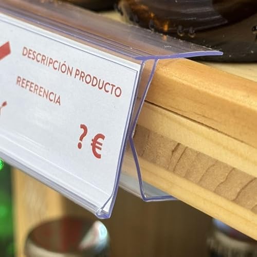 ABARNOM Bausatz mit 50 Preishaltern für Holzregale. 26x60mm. Transparent. Preisschilder, Ladenpreisetiketten, Regalpreishalter, Etikettenhalter (Packung mit 2)